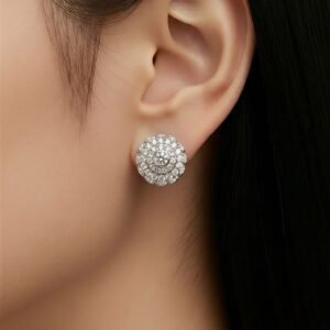Silver MOIS 0.46ct Encased Circle Earrings Vvs D