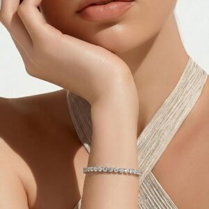 Silver MOIS 4mm Tennis White 8" Bracelet